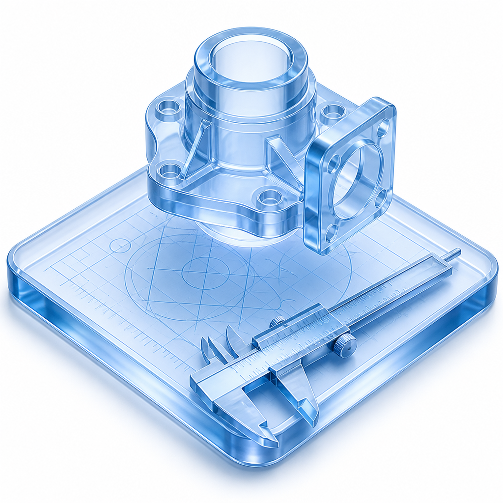 A manufacturing-ready CAD model and calipers