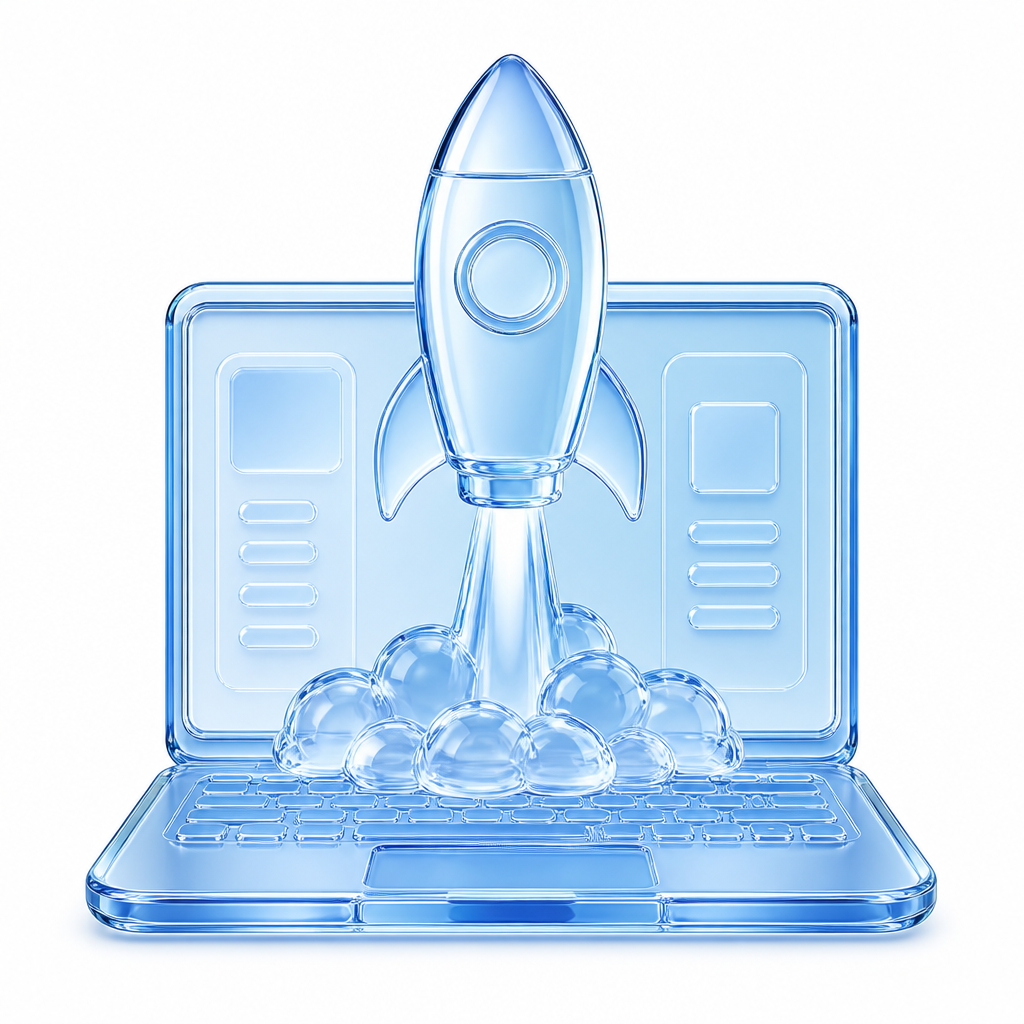 A first product launching from a laptop