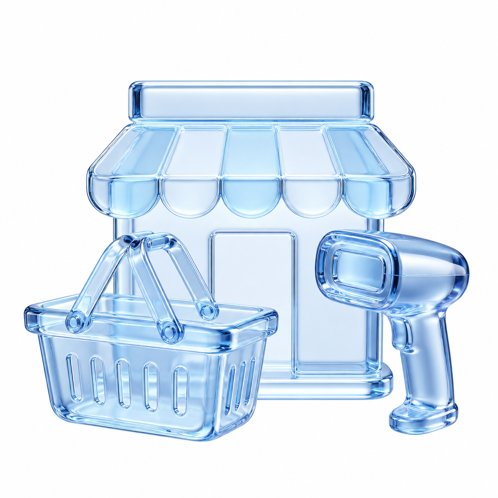 Retail storefront, basket, and in-store checkout